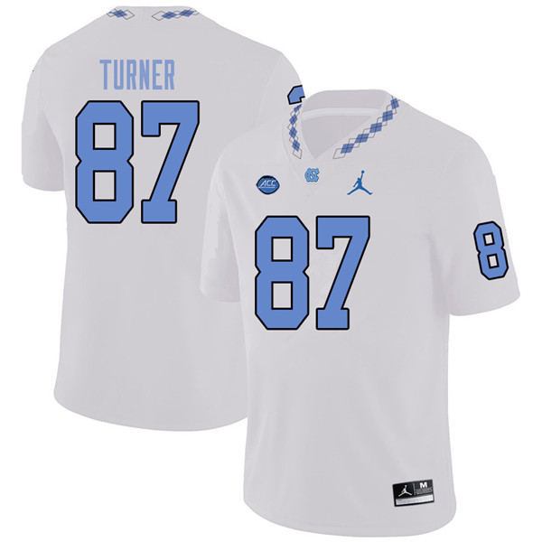 Jordan Brand Men #87 Noah Turner North Carolina Tar Heels College Football Jerseys Sale-White